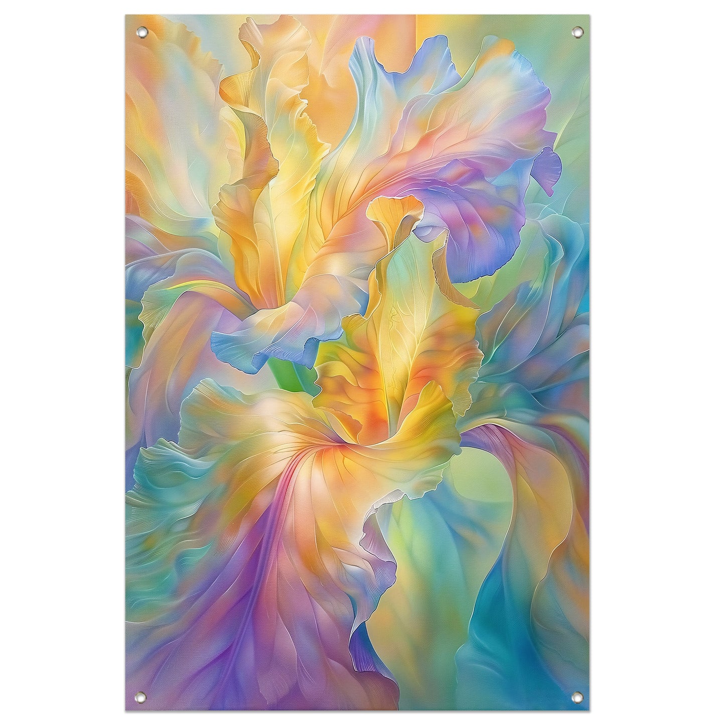 Abstracte bloem in pastelkleuren schilderij tuinposter