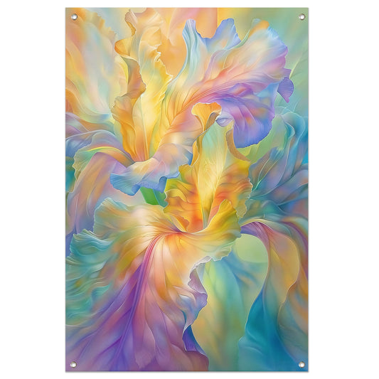 Abstracte bloem in pastelkleuren schilderij tuinposter