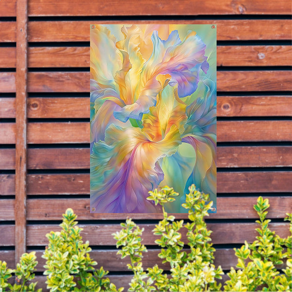 Abstracte bloem in pastelkleuren schilderij tuinposter
