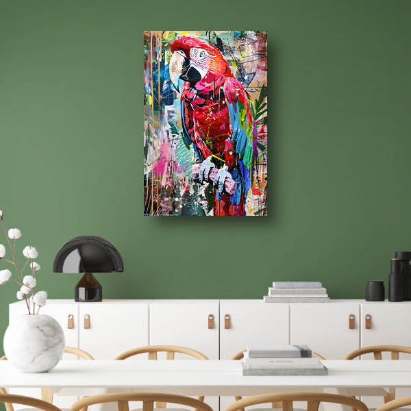 Kleurrijke abstracte papegaai in graffiti-stijl poster