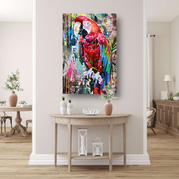 Kleurrijke abstracte papegaai in graffiti-stijl canvas