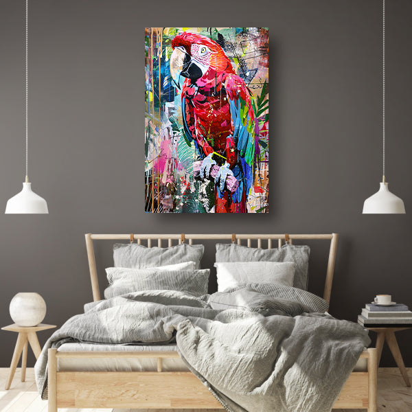 Kleurrijke abstracte papegaai in graffiti-stijl canvas