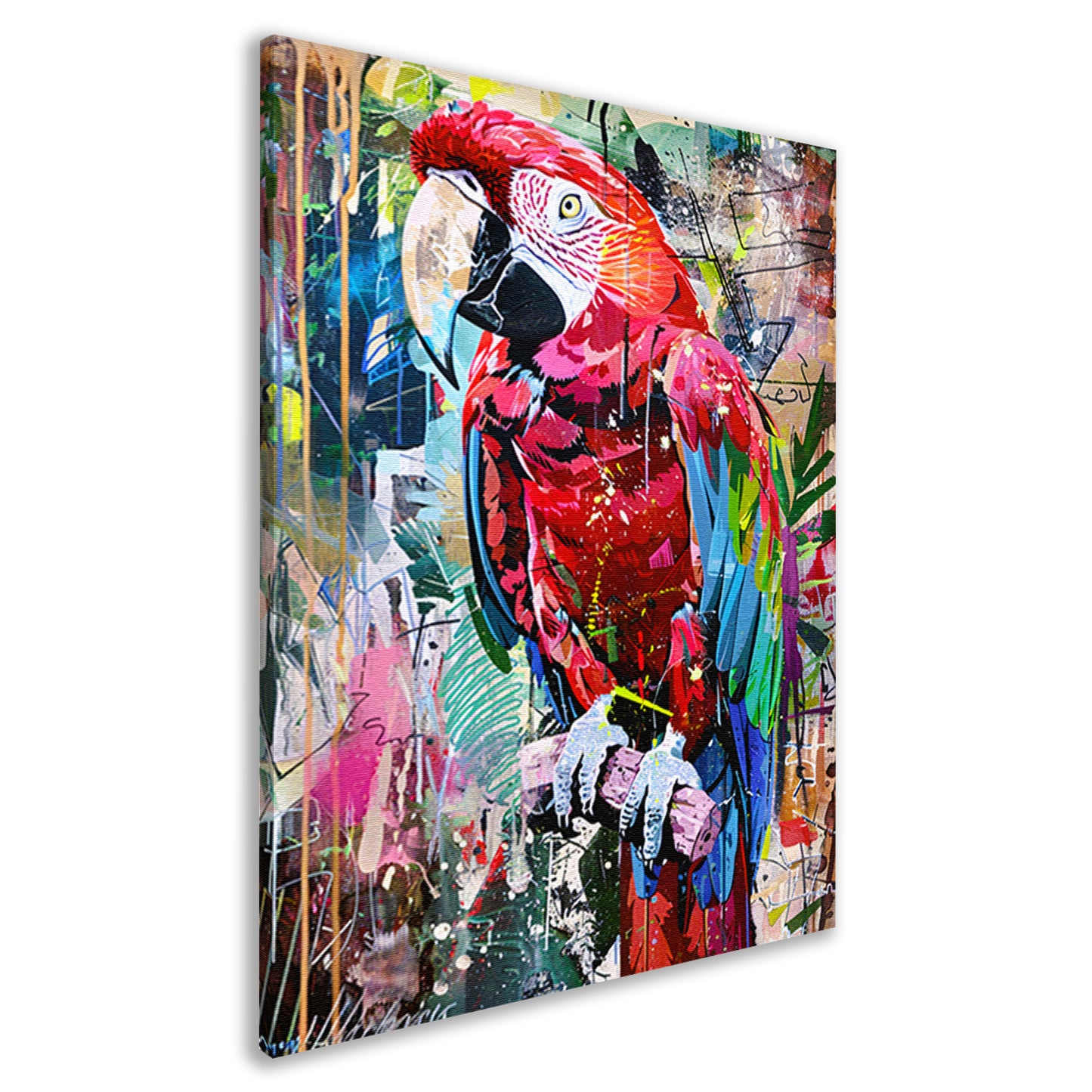 Kleurrijke abstracte papegaai in graffiti-stijl canvas