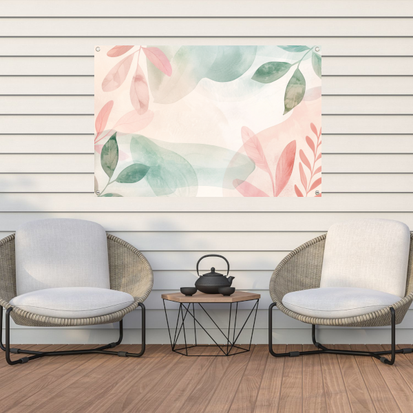 Abstract Aquarel Bladeren in Pastelkleuren tuinposter