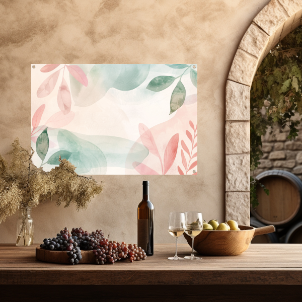 Abstract Aquarel Bladeren in Pastelkleuren tuinposter