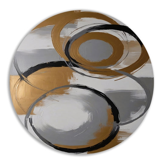 Abstracte compositie van monochrome cirkels aluminium muurcirkel