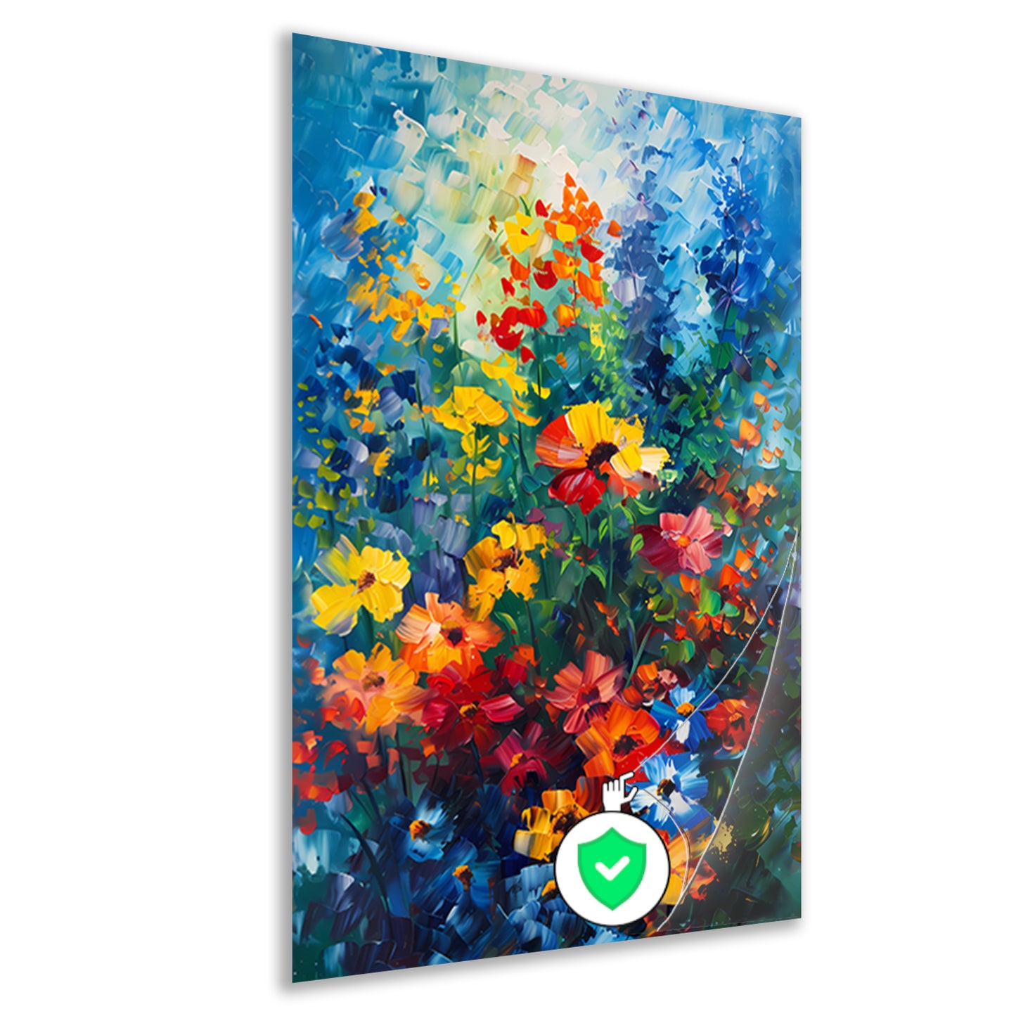 Kleurrijk abstract bloemenveld schilderij poster