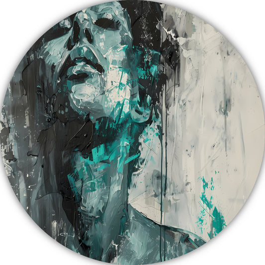 Turquoise Emotie Abstracte Dynamiek aluminium muurcirkel