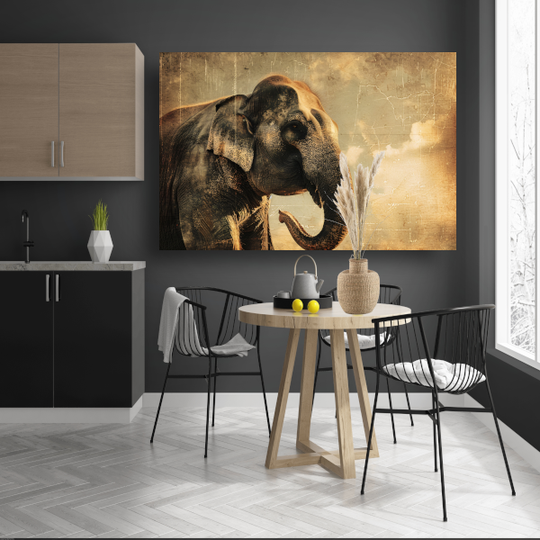 Olifant Tegen Oude Wereldkaart Achtergrond poster