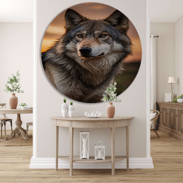 Prachtig wolfportret tijdens zonsondergang forex muurcirkel