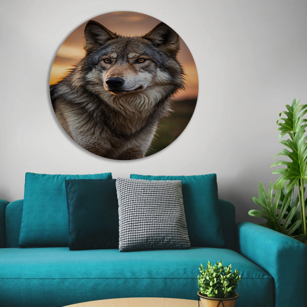Prachtig wolfportret tijdens zonsondergang forex muurcirkel