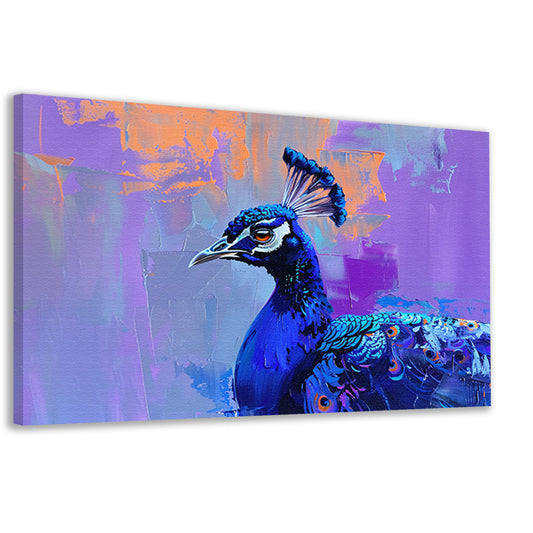 Schilderij van kleurrijke pauw in abstracte stijl canvas