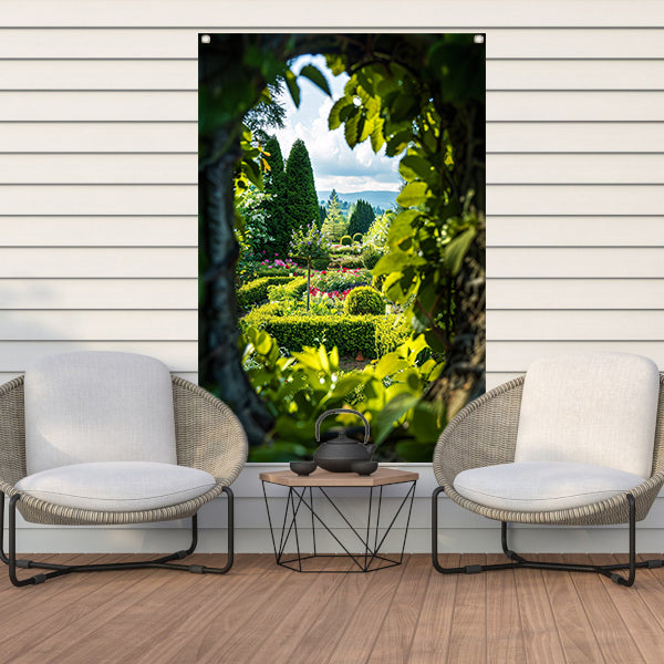 Geheime tuin met kleurrijke bloemen tuinposter
