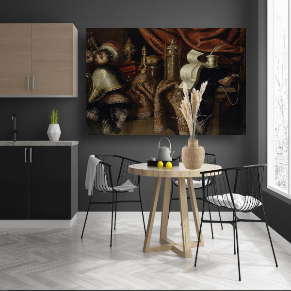 Stilleven met helm - Francesco Maltese canvas met baklijst