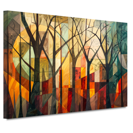 Kubistische Interpretatie van Bomen en Stadsarchitectuur canvas