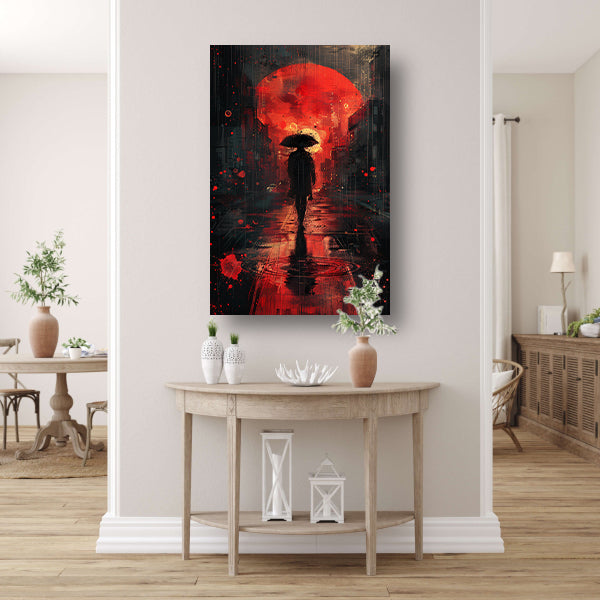 Mysterieuze Wandeling in Regenachtige Stad poster