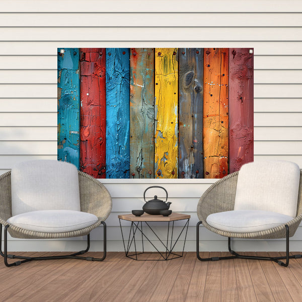 Minimalistisch gekleurde lijnen tuinposter