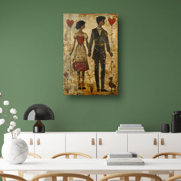 Verstrengelde Liefde met Hart en Hond canvas