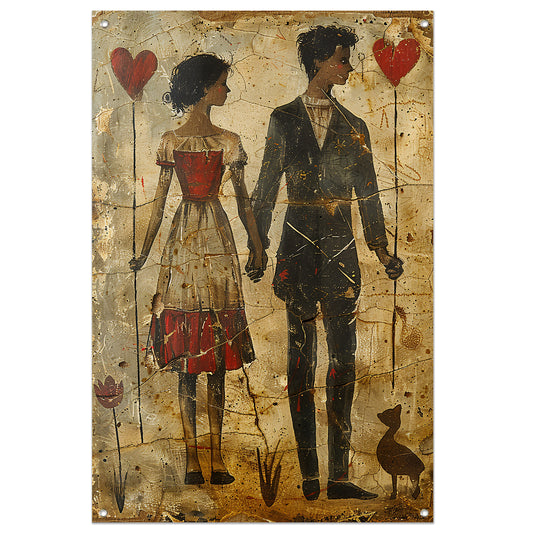 Verstrengelde Liefde met Hart en Hond tuinposter