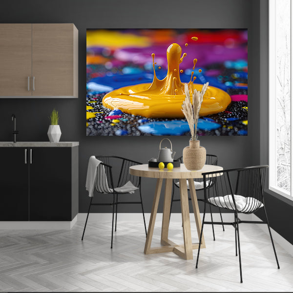 Abstract Verfexplosie op Gekleurde Achtergrond canvas