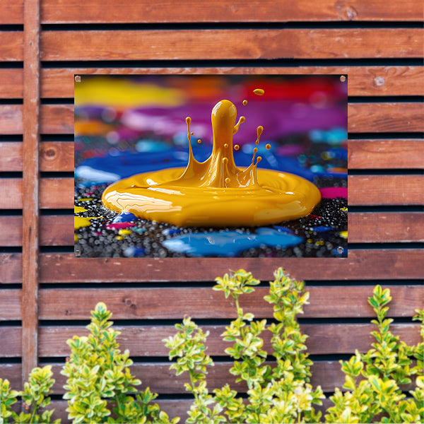 Abstract Verfexplosie op Gekleurde Achtergrond tuinposter