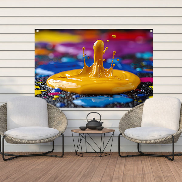 Abstract Verfexplosie op Gekleurde Achtergrond tuinposter