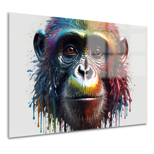 Kleurrijk Portret van een Aap met Verf acrylglas