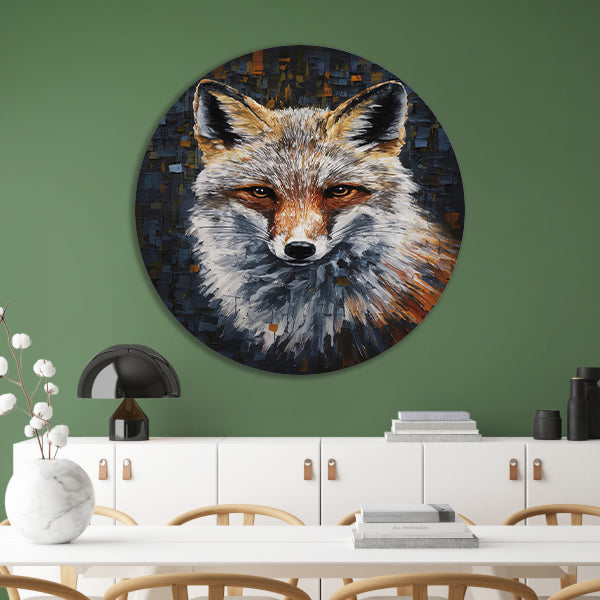 Abstract Expressionistische Vos in Levendige Kleuren forex muurcirkel