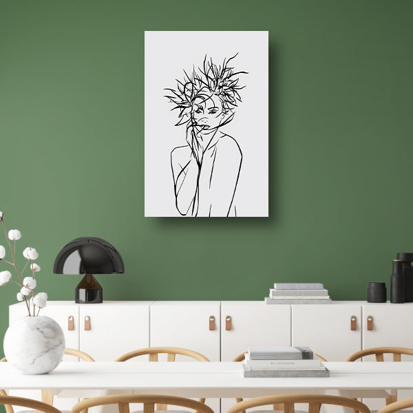 Abstracte expressie van vrouw en natuur canvas