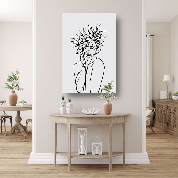 Abstracte expressie van vrouw en natuur canvas