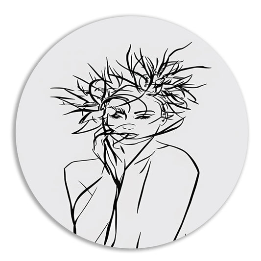 Abstracte expressie van vrouw en natuur aluminium muurcirkel