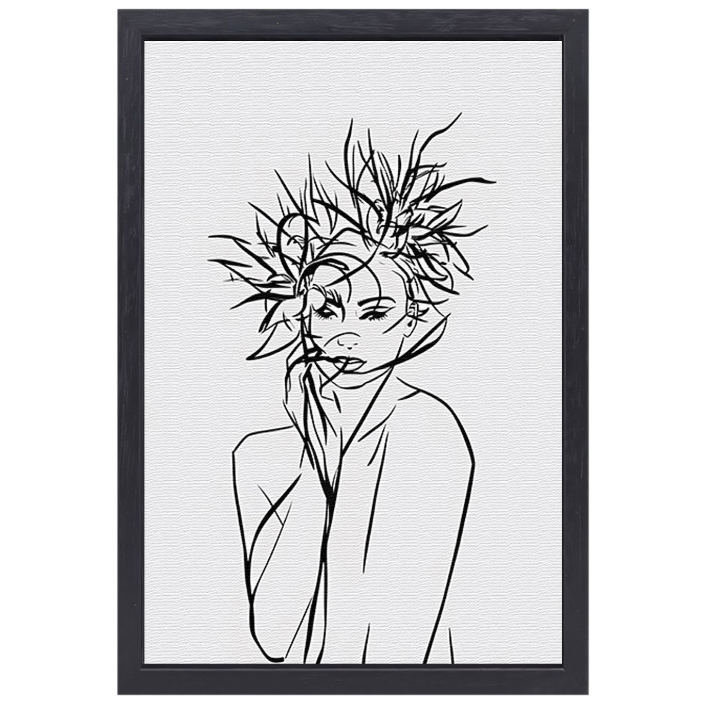 Abstracte expressie van vrouw en natuur canvas met baklijst