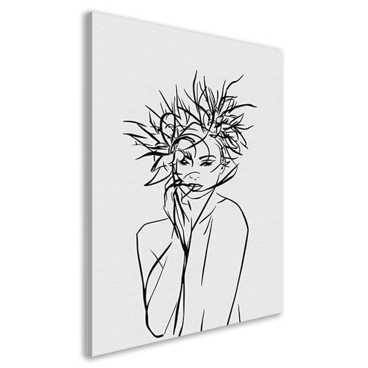 Abstracte expressie van vrouw en natuur canvas