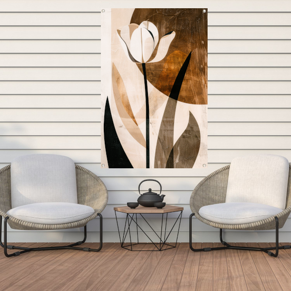 Sepia Tulp Abstracte Kunst in Stijl tuinposter