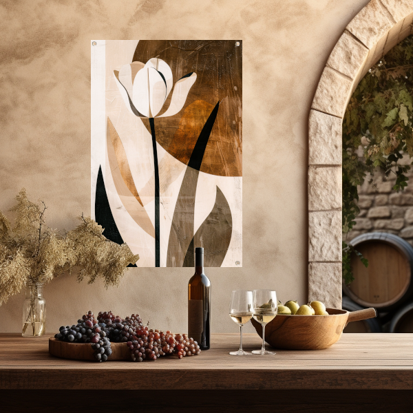 Sepia Tulp Abstracte Kunst in Stijl tuinposter