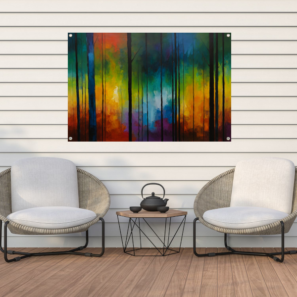 Betoverend Kleurrijk Impressionistisch Boslandschap tuinposter
