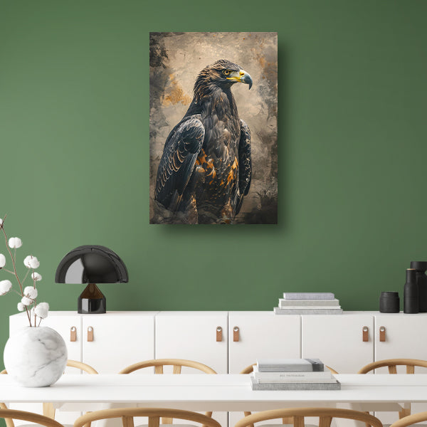 Mysterieuze adelaar met rustieke achtergrond canvas met baklijst