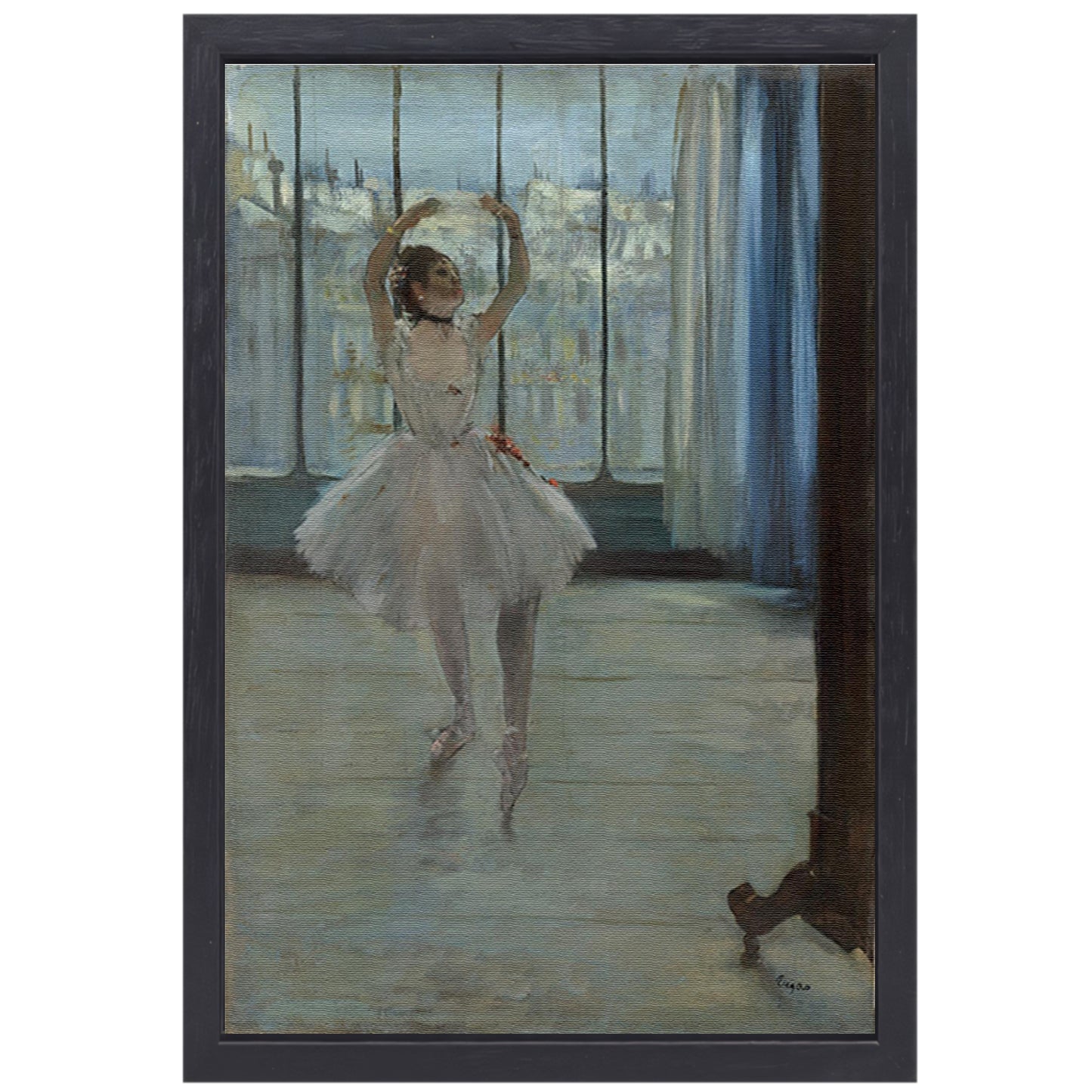 Danser poseren voor een fotograaf - Edgar Degas canvas met baklijst