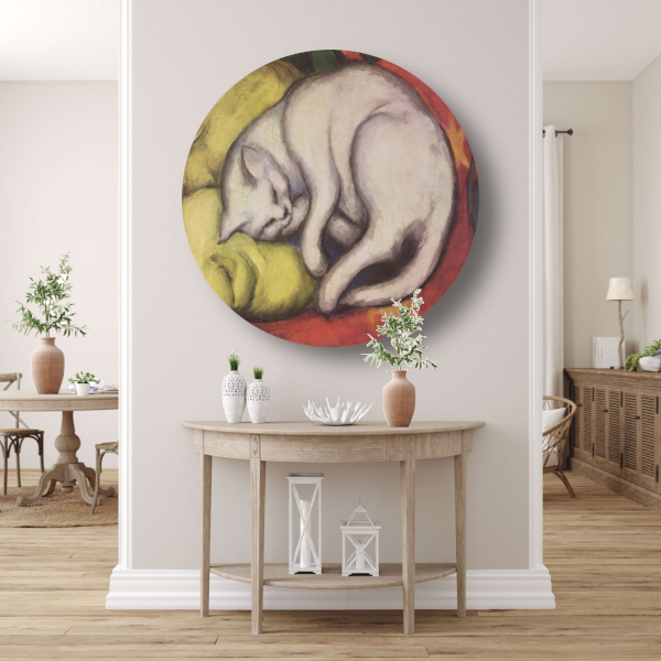 De witte kat - Franz Marc aluminium muurcirkel