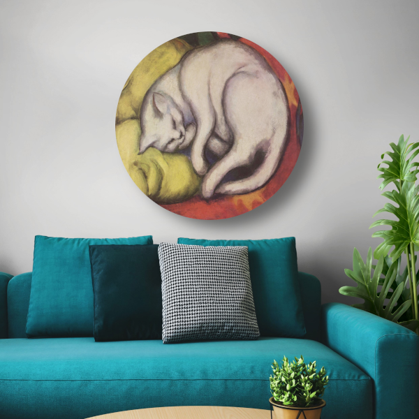 De witte kat - Franz Marc aluminium muurcirkel