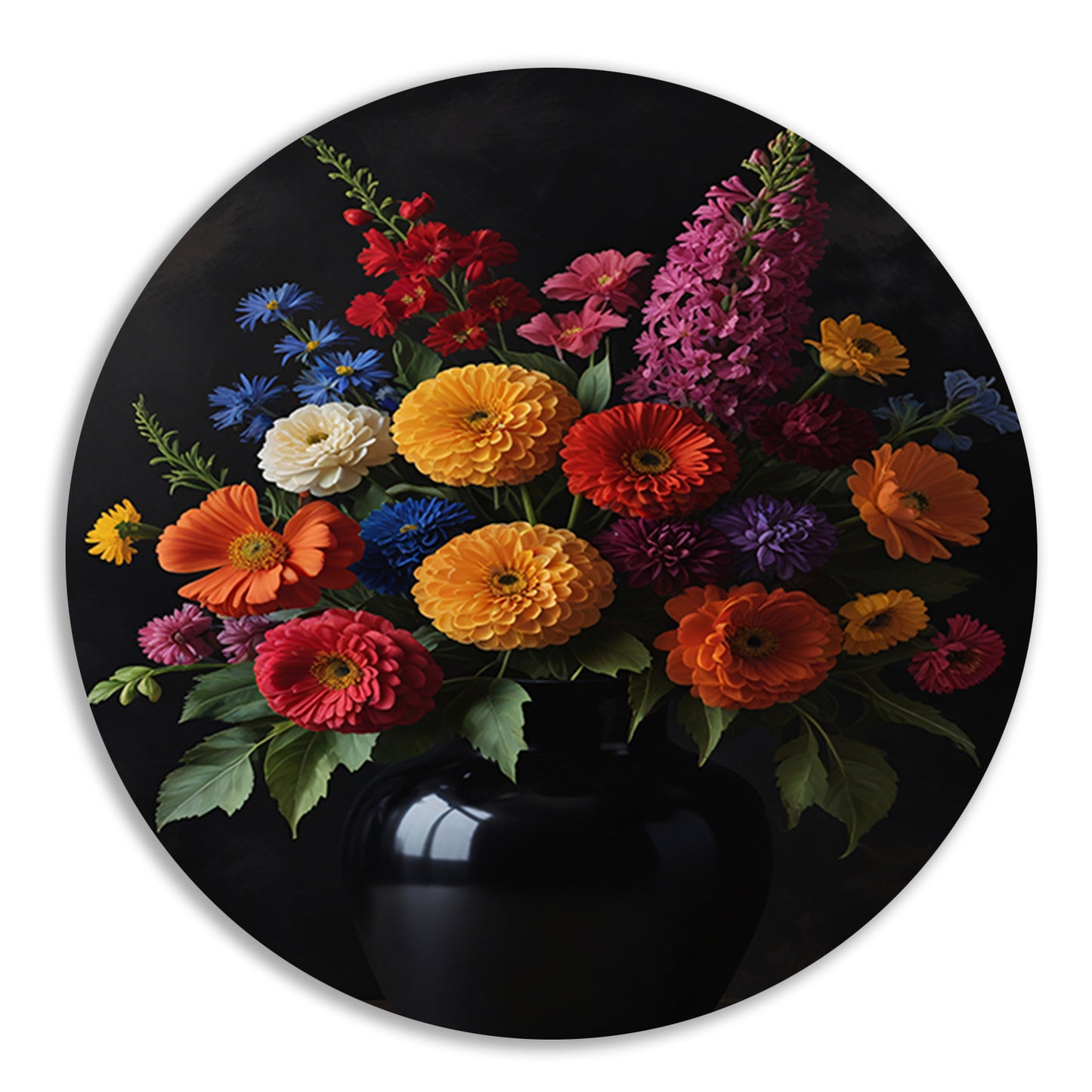 Een symfonie van bloemen in donkere elegantie forex muurcirkel