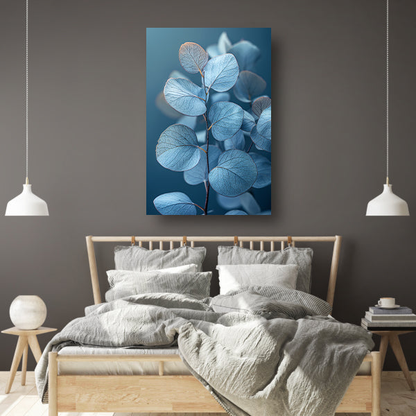 Blauwe eucalyptusbladeren in minimalistisch realisme canvas