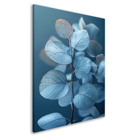 Blauwe eucalyptusbladeren in minimalistisch realisme canvas