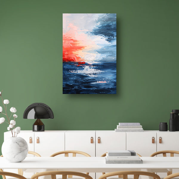 Abstracte zonsondergang boven kalme zee acrylglas