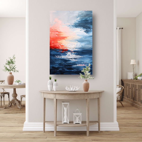 Abstracte zonsondergang boven kalme zee acrylglas