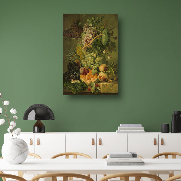 Stilleven van bloemen en vruchten - Albertus Jonas Brandt canvas