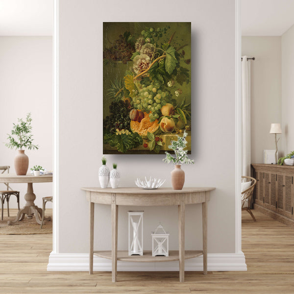 Stilleven van bloemen en vruchten - Albertus Jonas Brandt canvas