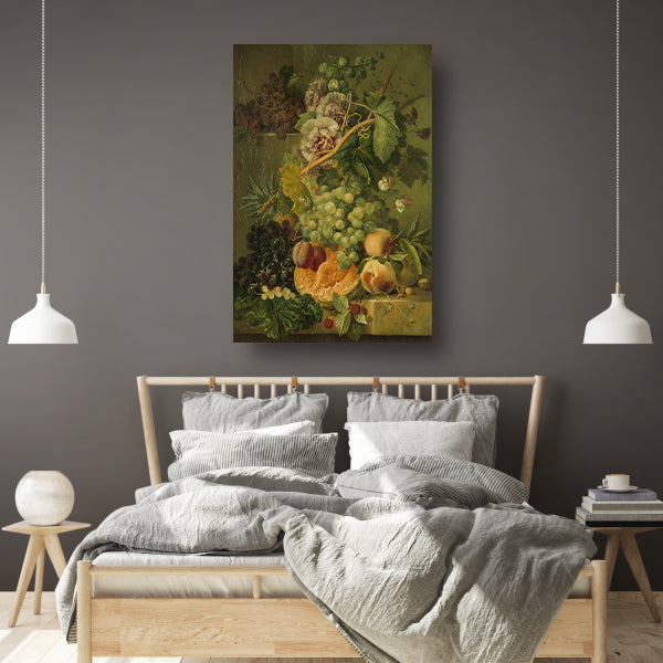 Stilleven van bloemen en vruchten - Albertus Jonas Brandt canvas