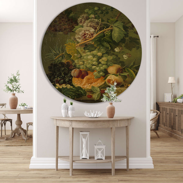 Stilleven van bloemen en vruchten - Albertus Jonas Brandt forex muurcirkel