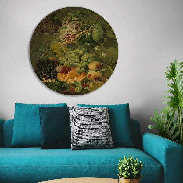 Stilleven van bloemen en vruchten - Albertus Jonas Brandt forex muurcirkel